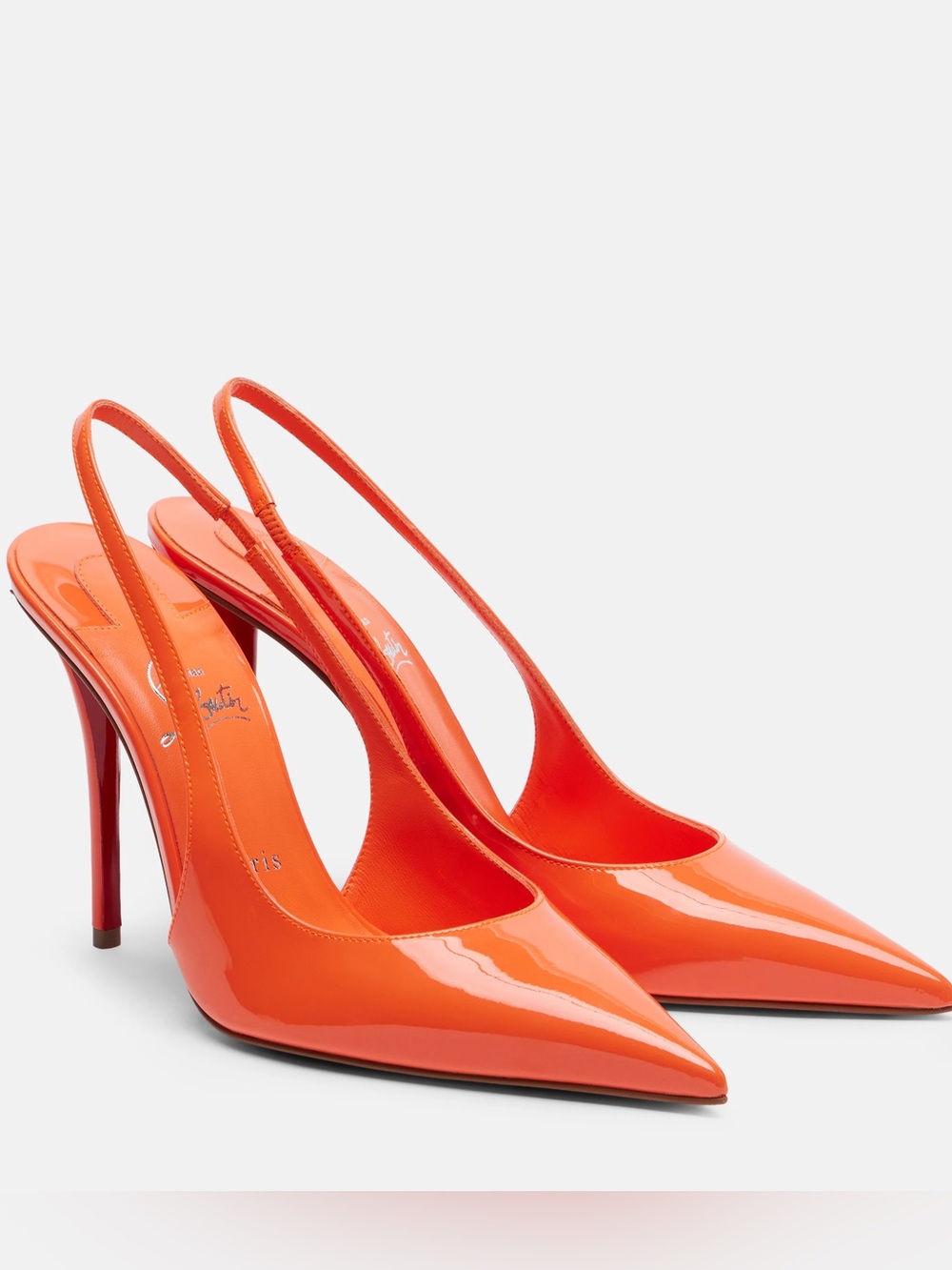 Christian Louboutin Miss Z 100 Parent Leather Slingback Pumps - Caruzo, 37.5